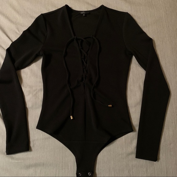 Dynamite - Lace-up Long Sleeve Bodysuit - Picture 3 of 4